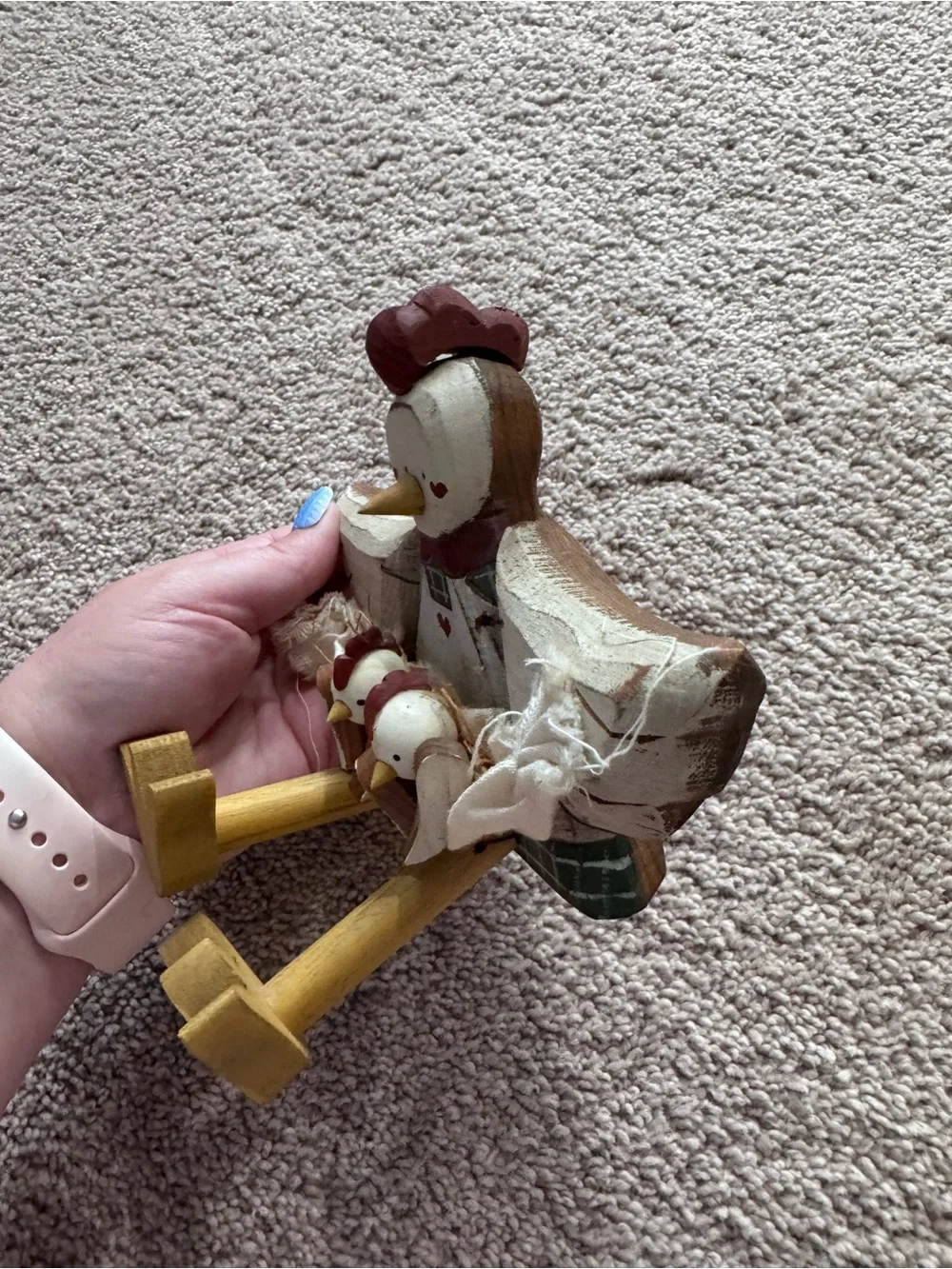 Vintage Wooden Hen w/ Chicks Shelf Sitter Home Decor Chickens Country Kitchen